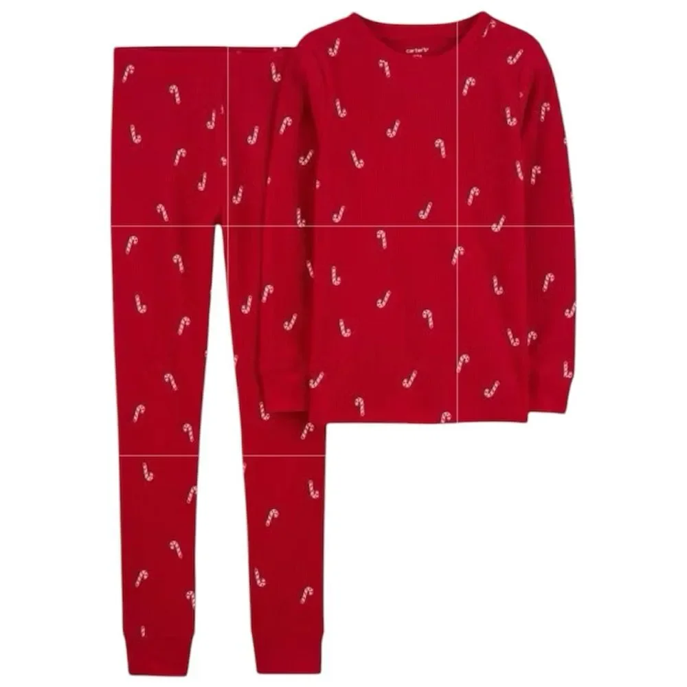 Carter’s Red Candy Cane Thermal PJ Pajama Set NEW Size 4